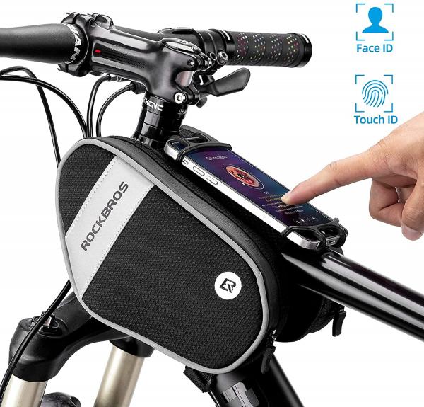 ROCKBROS | Fahrrad Rahmentasche mit 360° drehbarer Handytasche – Für Smartphones bis 6,5 Zoll, Praktisches Fahrradzubehör mit Handyhalter